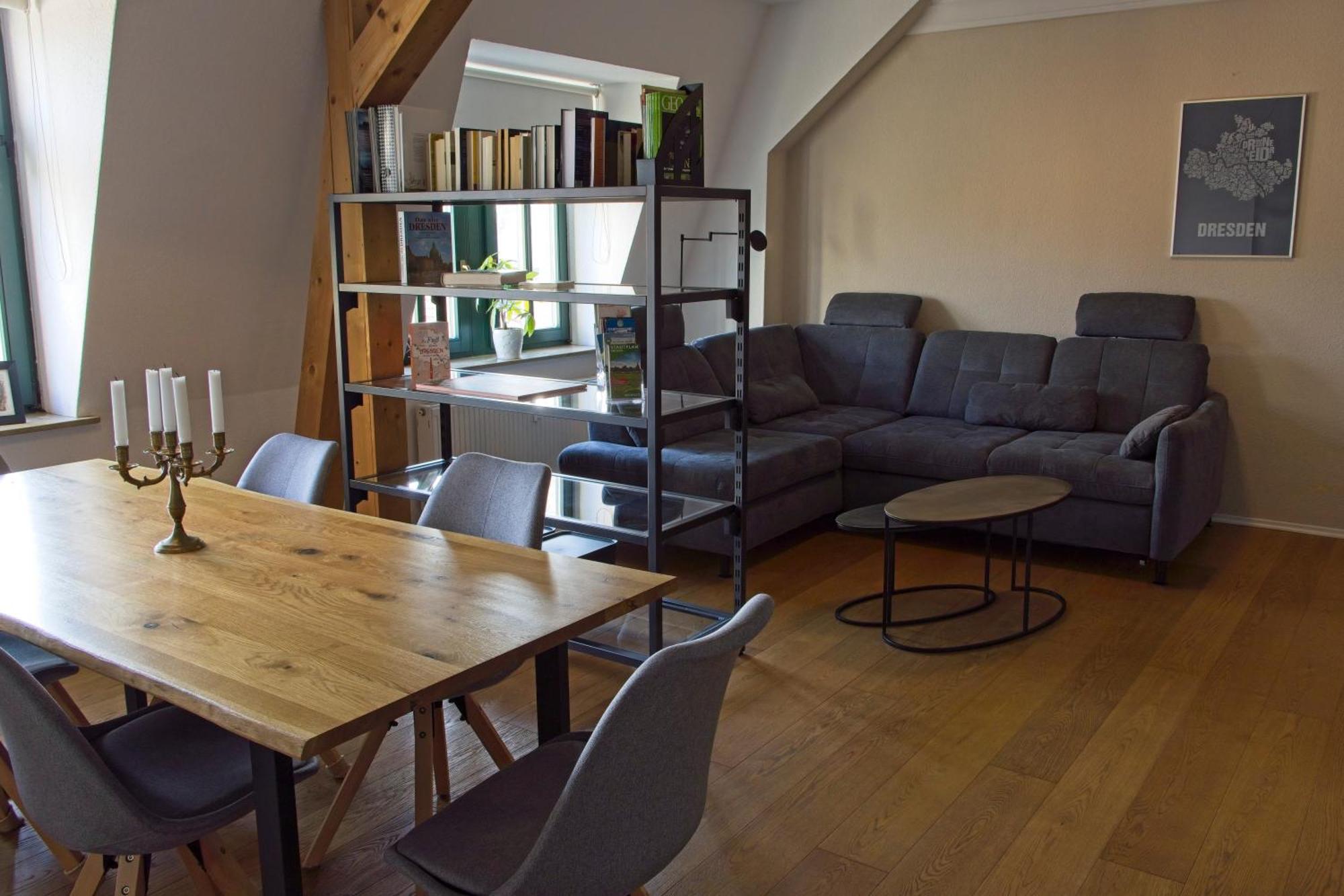 Neustadt-Aussicht - Grosse Wohnung Mit Balkon Dresden Buitenkant foto
